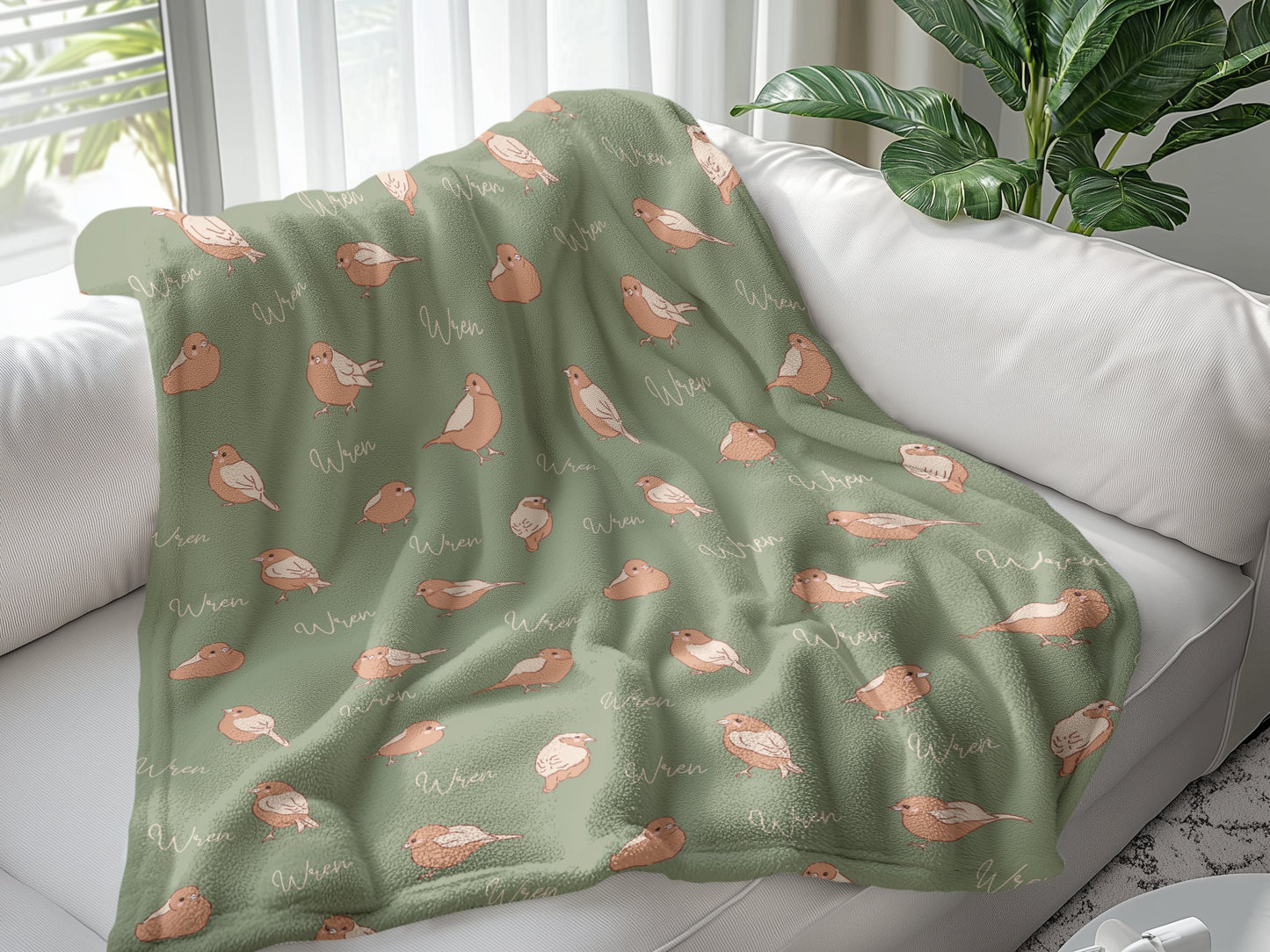 Personalised Green Birds Blanket