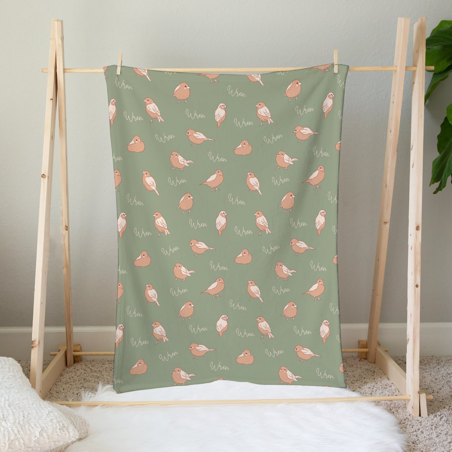 Personalised Green Birds Blanket