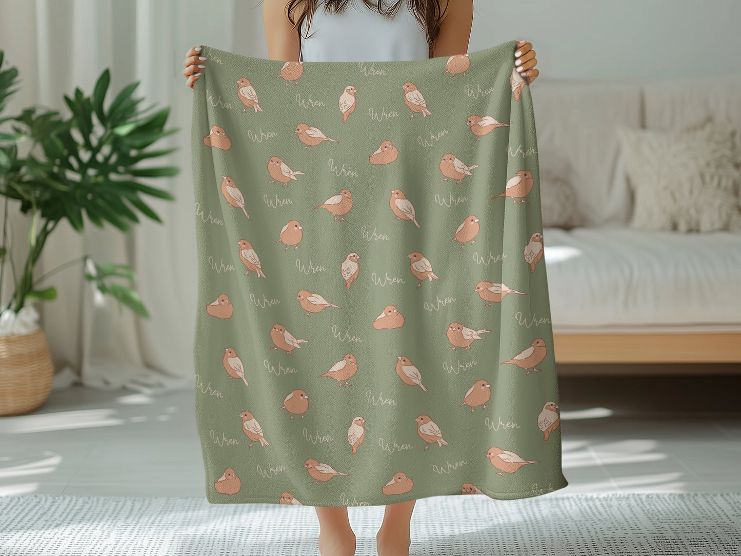 Personalised Green Birds Blanket