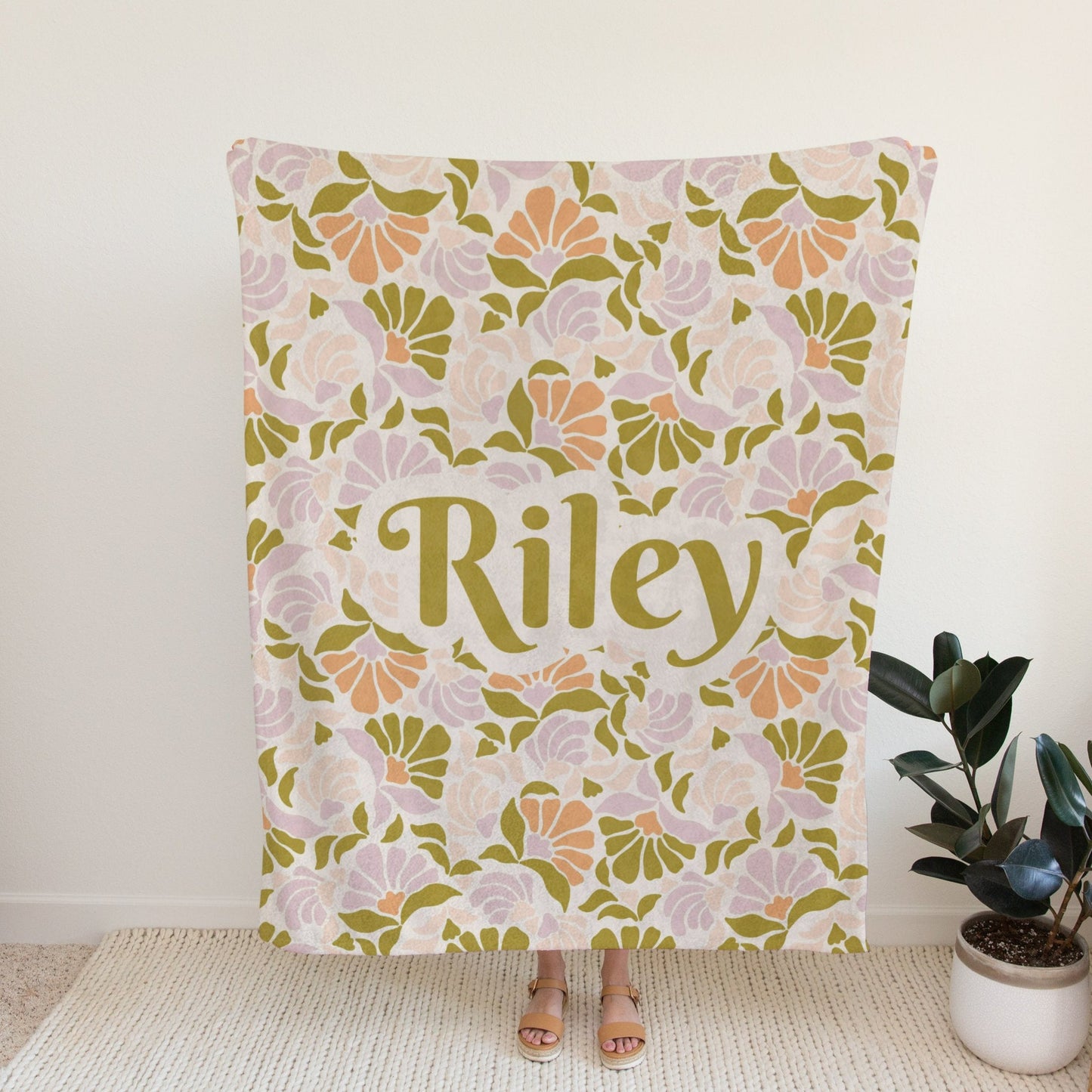 Personalised Groovy Boho Flower Blanket