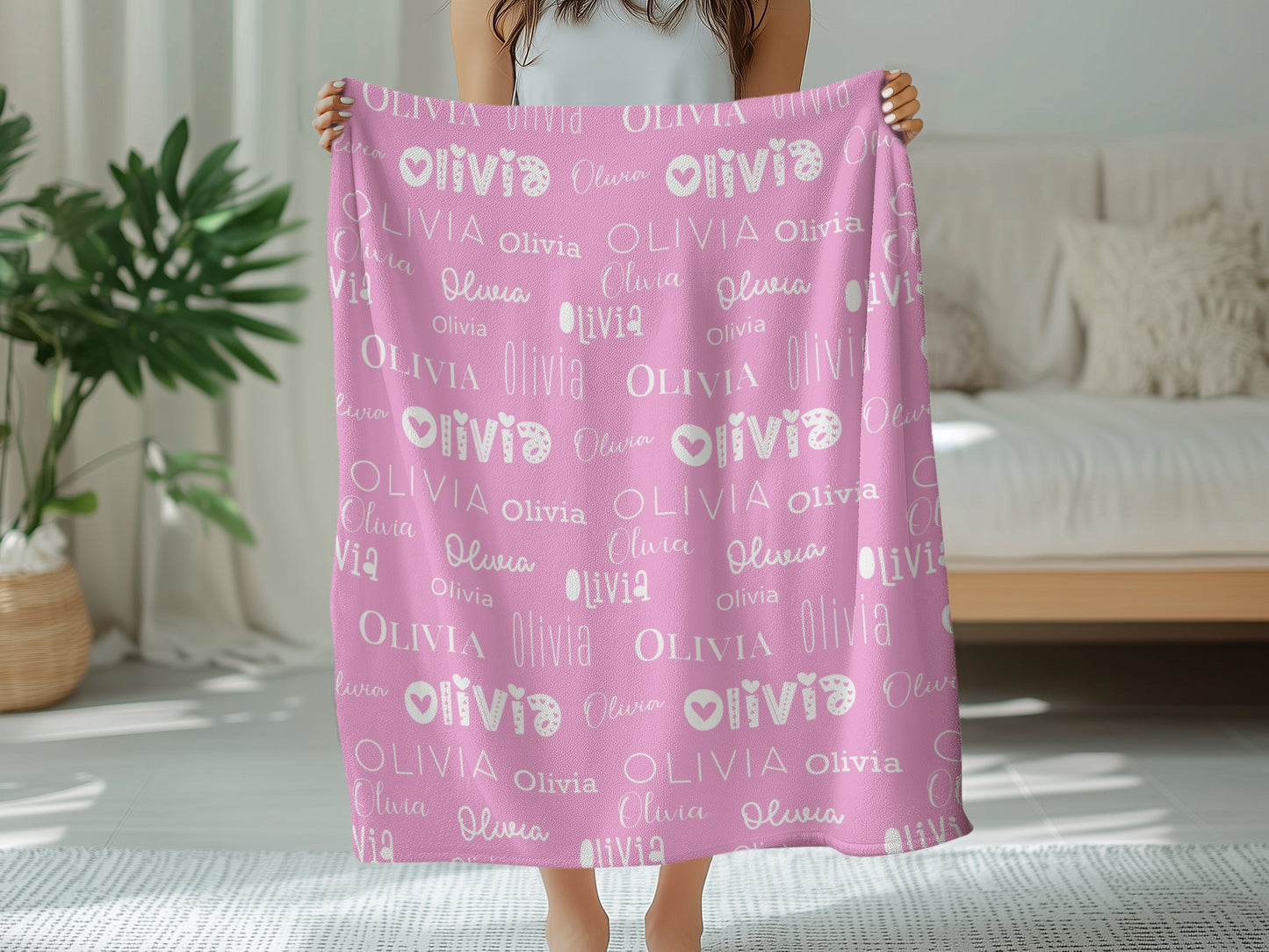 Personalised Name Blanket Heart Font