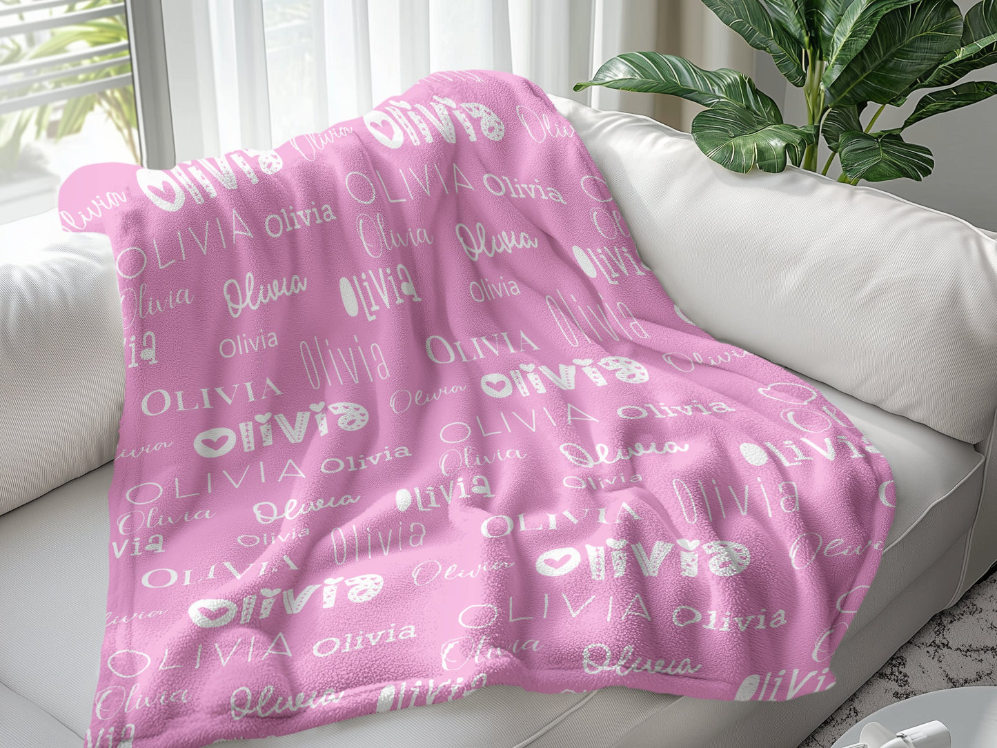 Personalised Name Blanket Heart Font