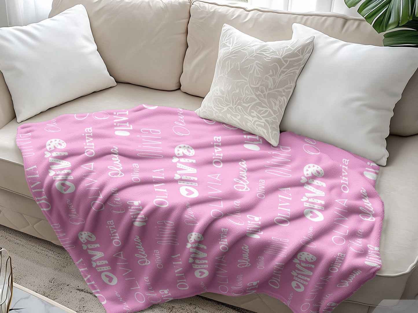 Personalised Name Blanket Heart Font