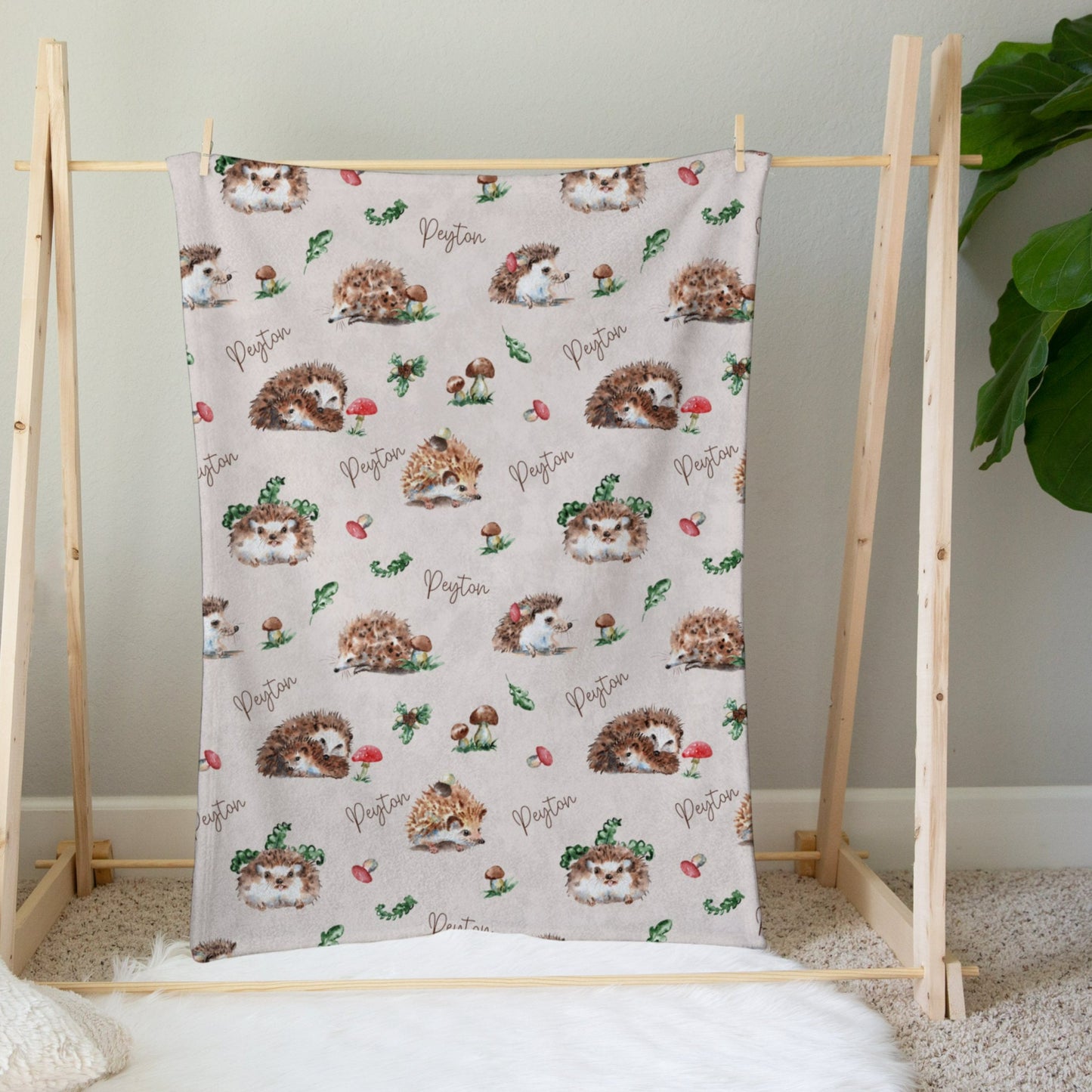 Personalised Hedgehog Baby Blanket