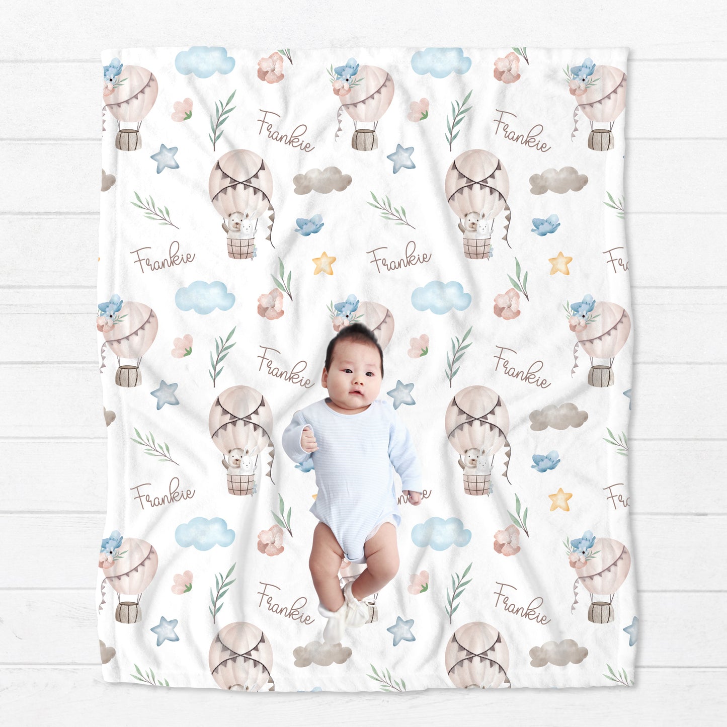 Personalised Hot Air Balloon Baby Blanket