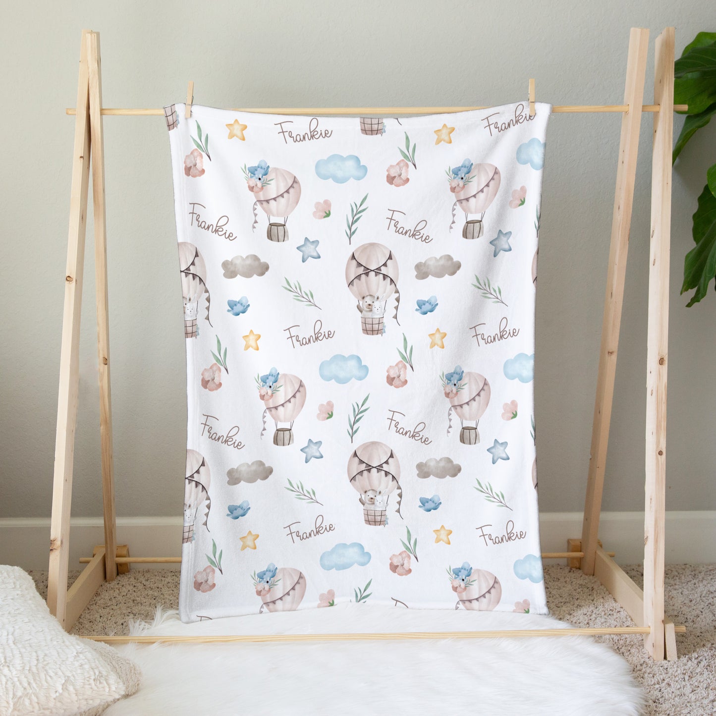 Personalised Hot Air Balloon Baby Blanket