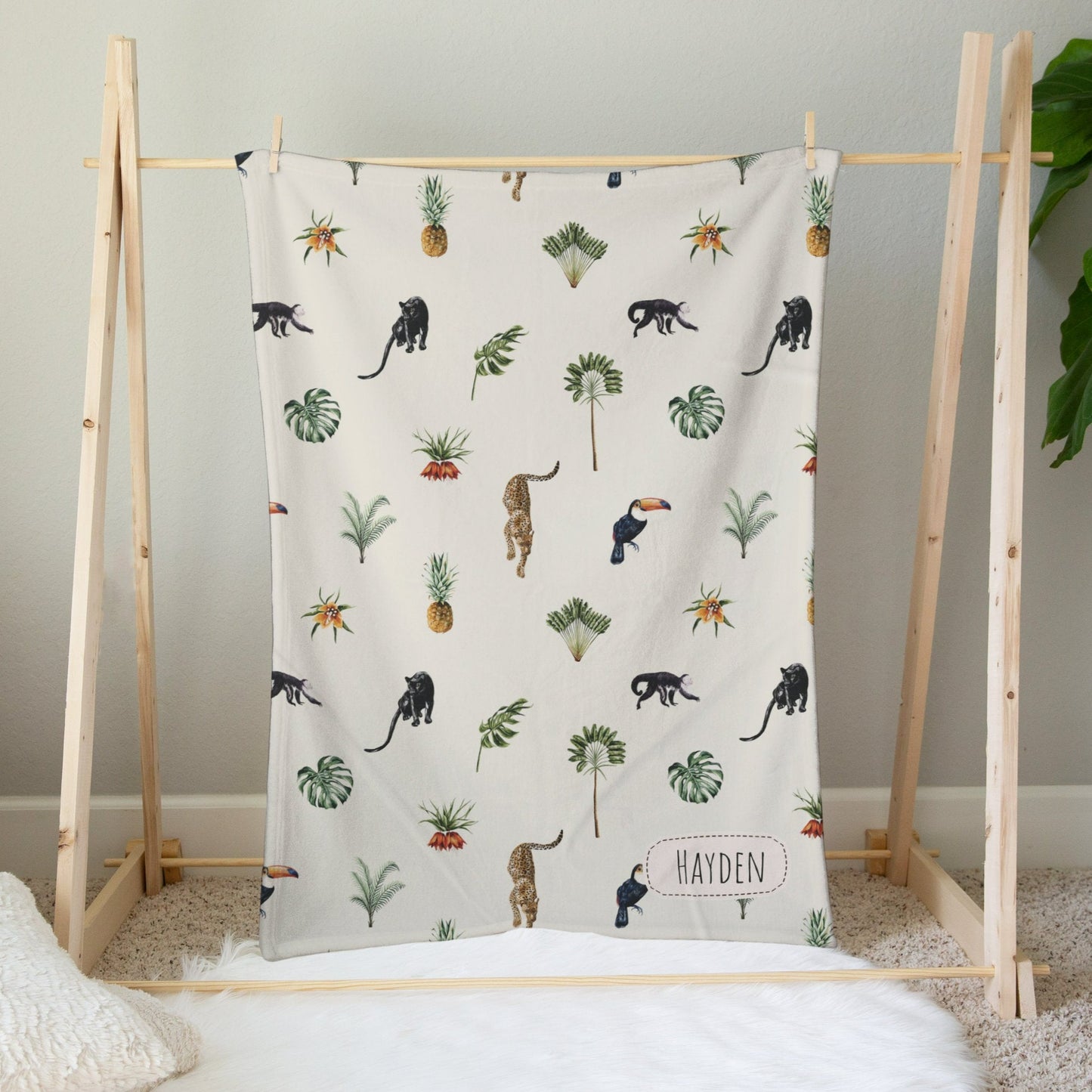 Personalised Jungle Animals Blanket