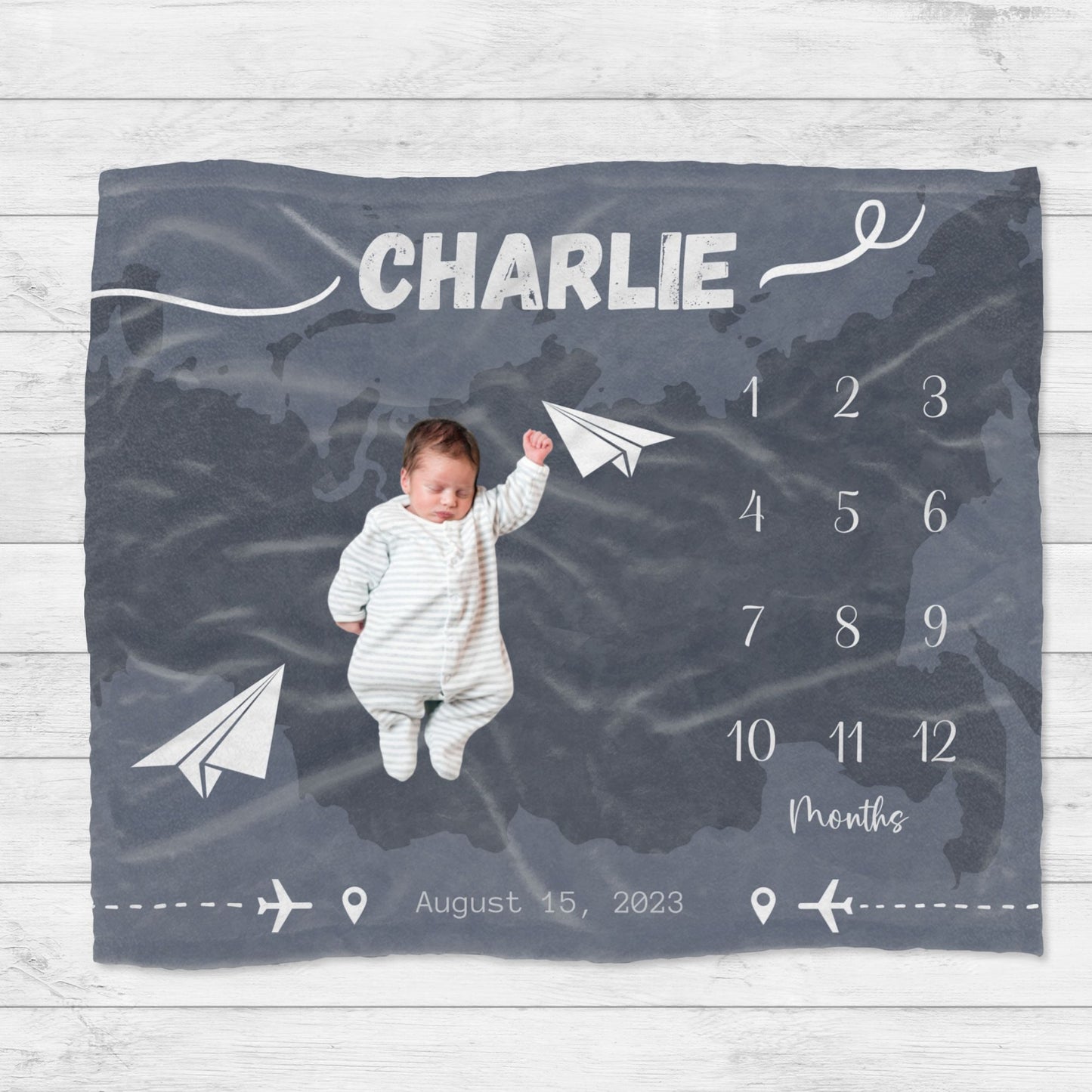 Personalised Travel World Map Baby Blanket
