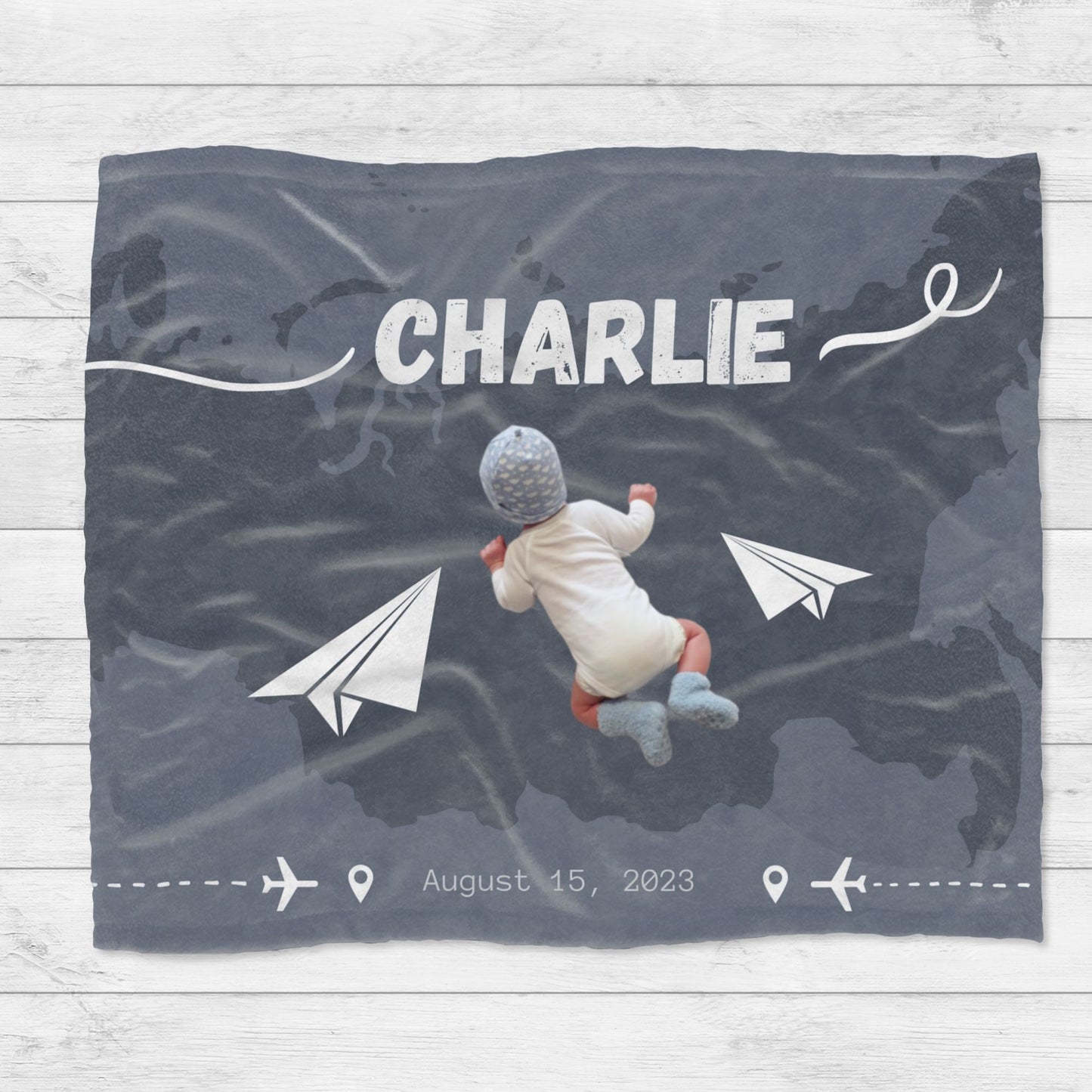 Personalised Travel World Map Baby Blanket