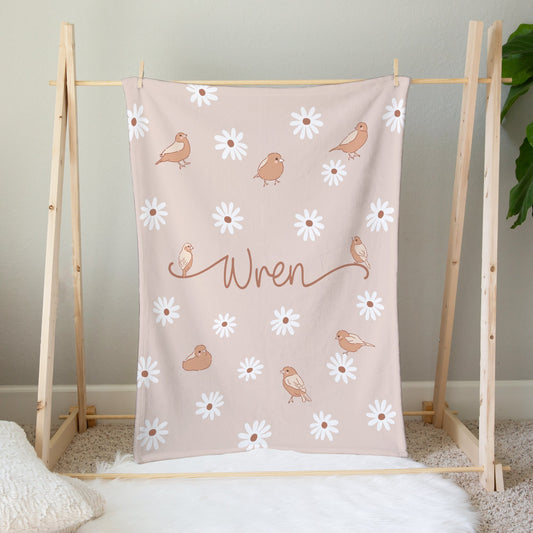 Personalised Daisy Birds Blanket