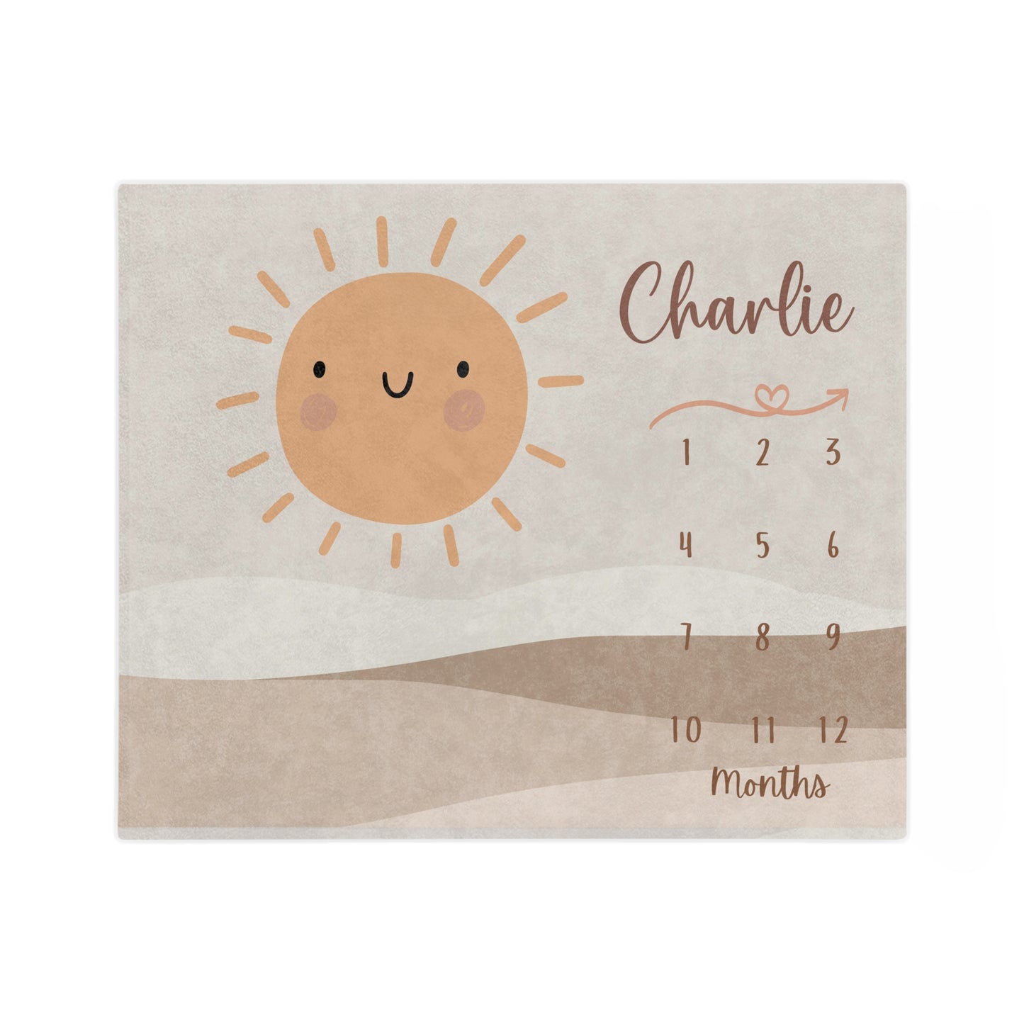 Personalised Boho Mountain Sun Baby Milestone Blanket