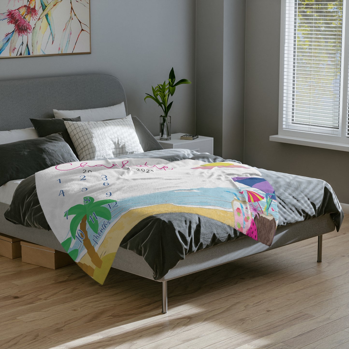 Personalised Beach Holiday Baby Blanket