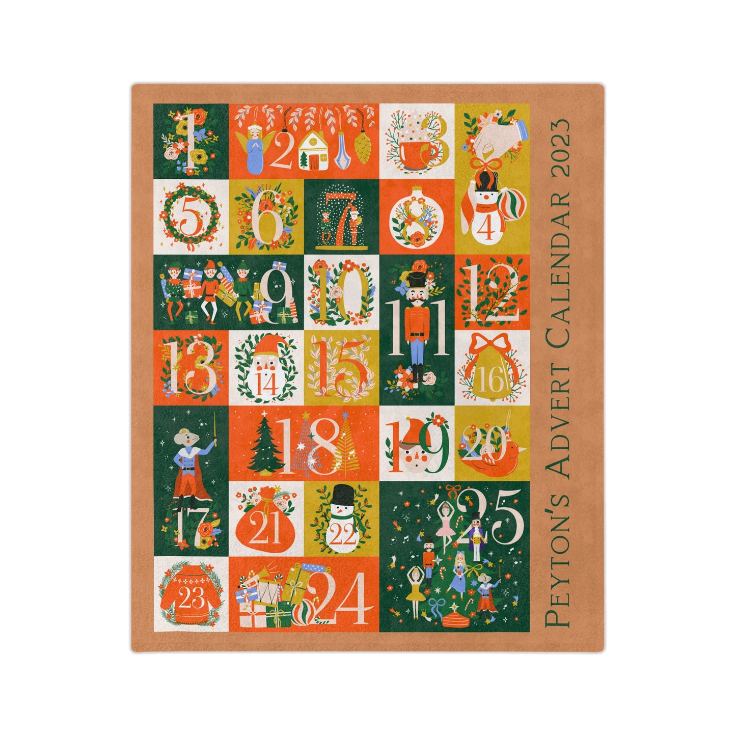 Personalised Christmas Advent Calendar Blanket