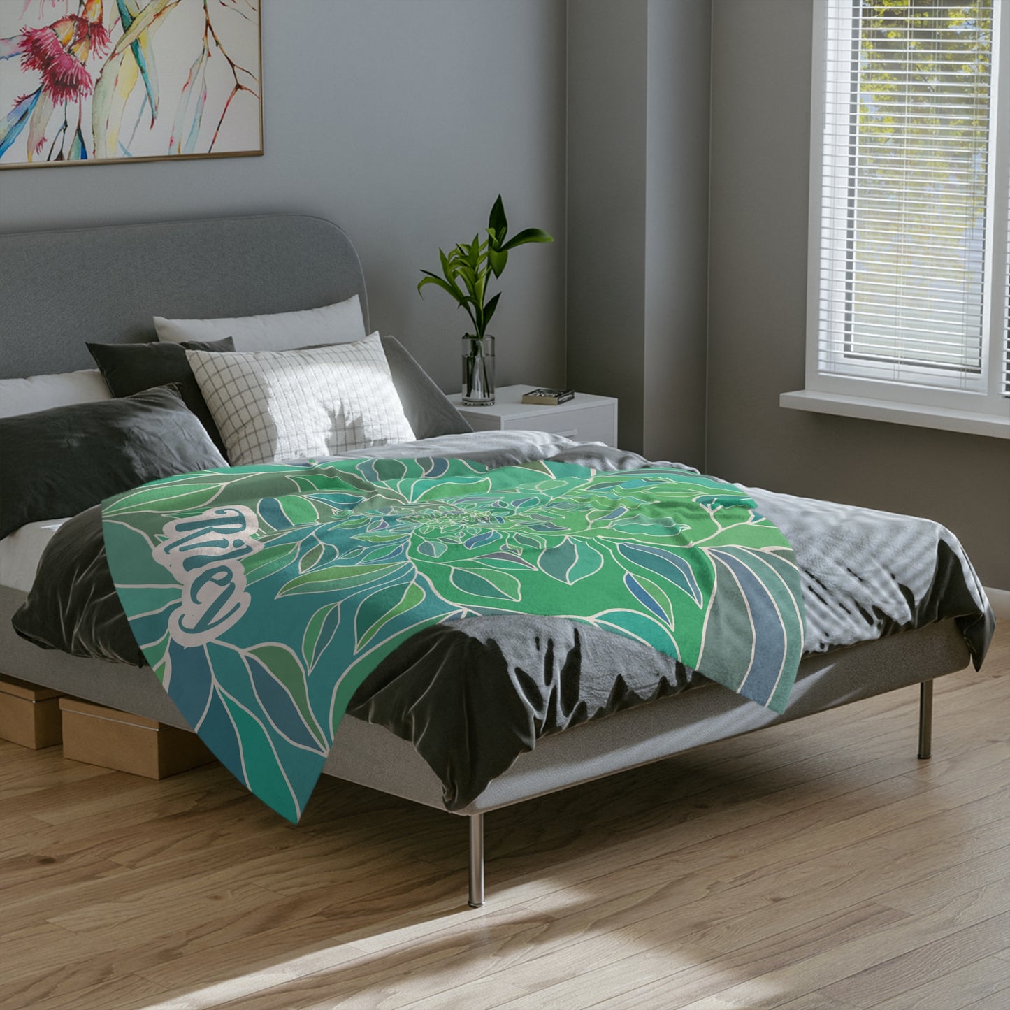 Personalised Green Leaf Blanket