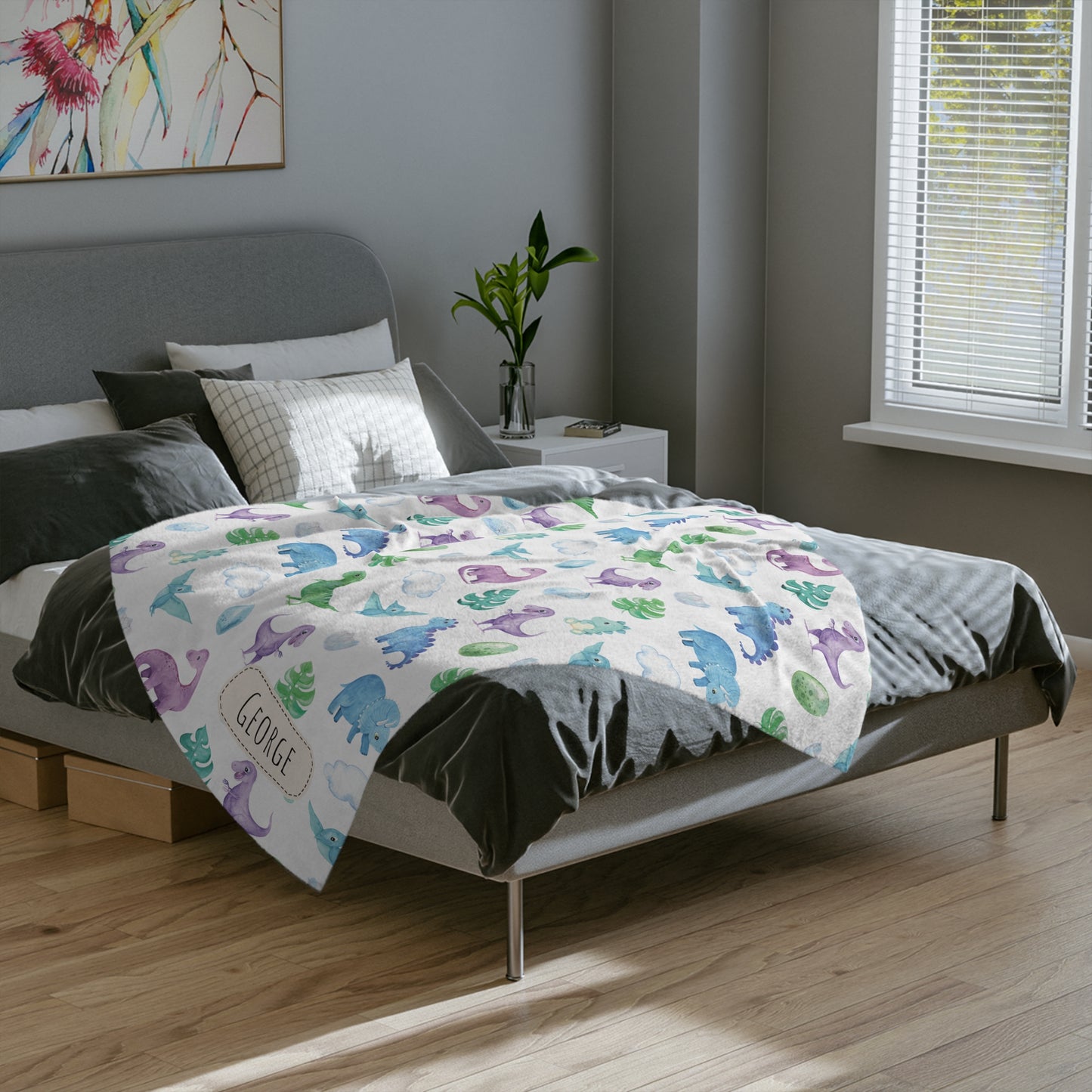 Personalised Baby Dinosaur Baby Blanket