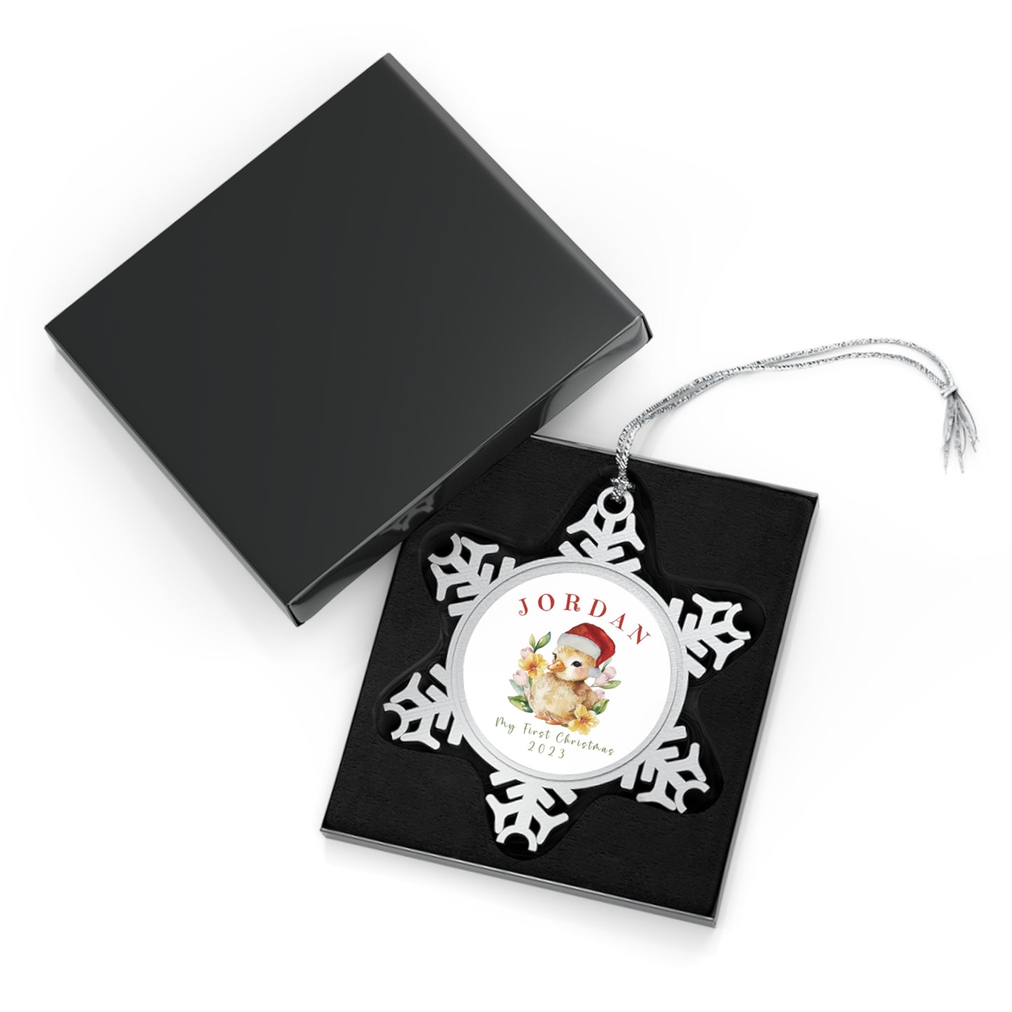 Personalized Pewter Snowflake Ornament | Baby Duck