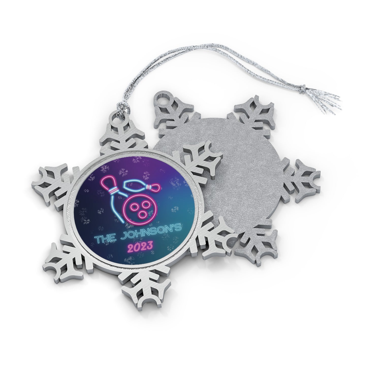 Personalised Pewter Snowflake Ornament | Bowling Family