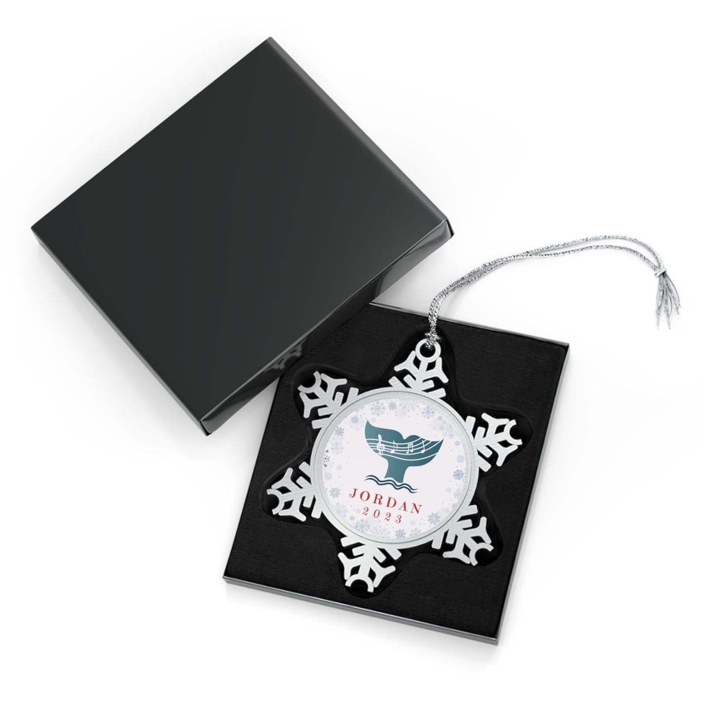 Personalised Pewter Snowflake Ornament | Music Whale Tail