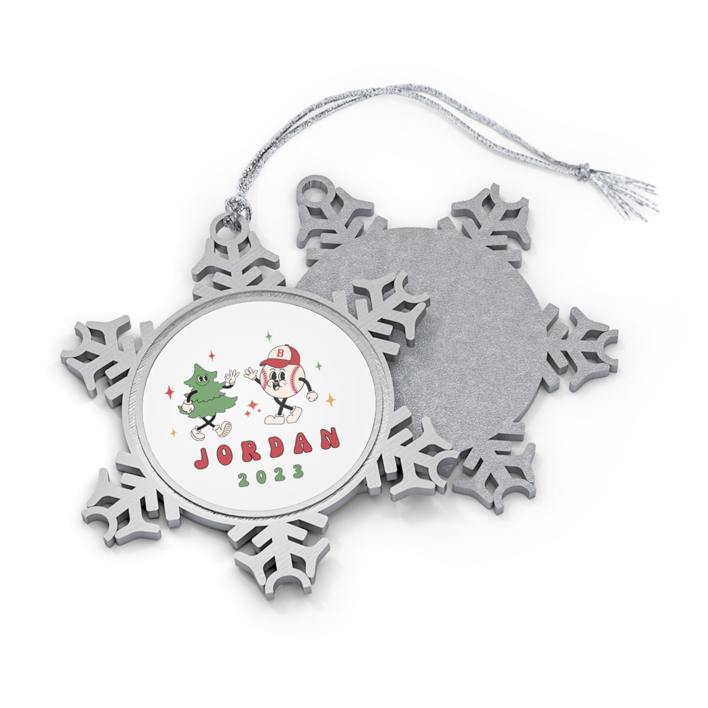 Personalised Pewter Snowflake Ornament | Retro Softball