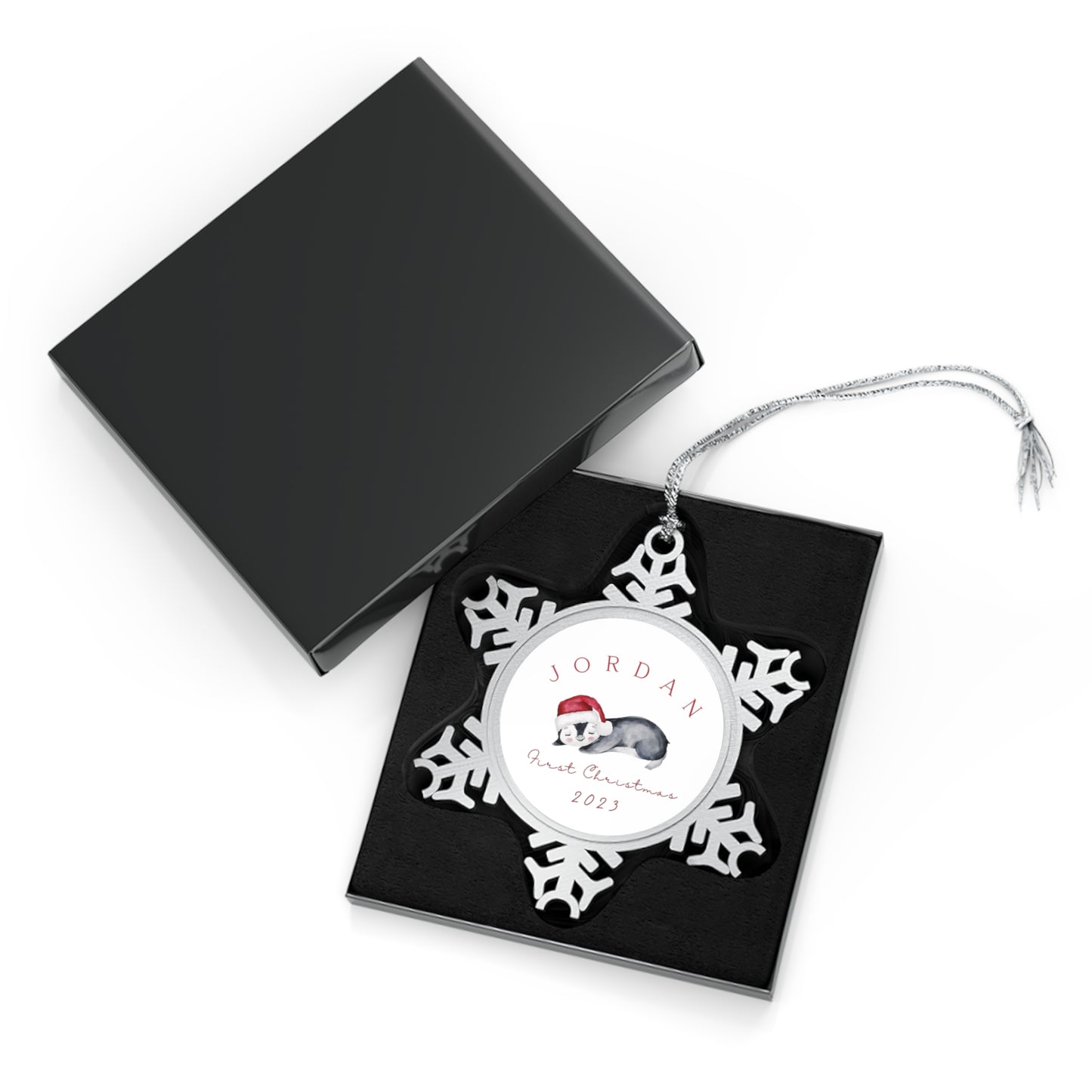 Personalised Pewter Snowflake Ornament | Baby Penguin