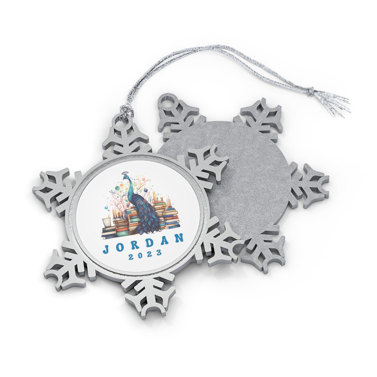 Personalised Pewter Snowflake Ornament | Peacock and Books
