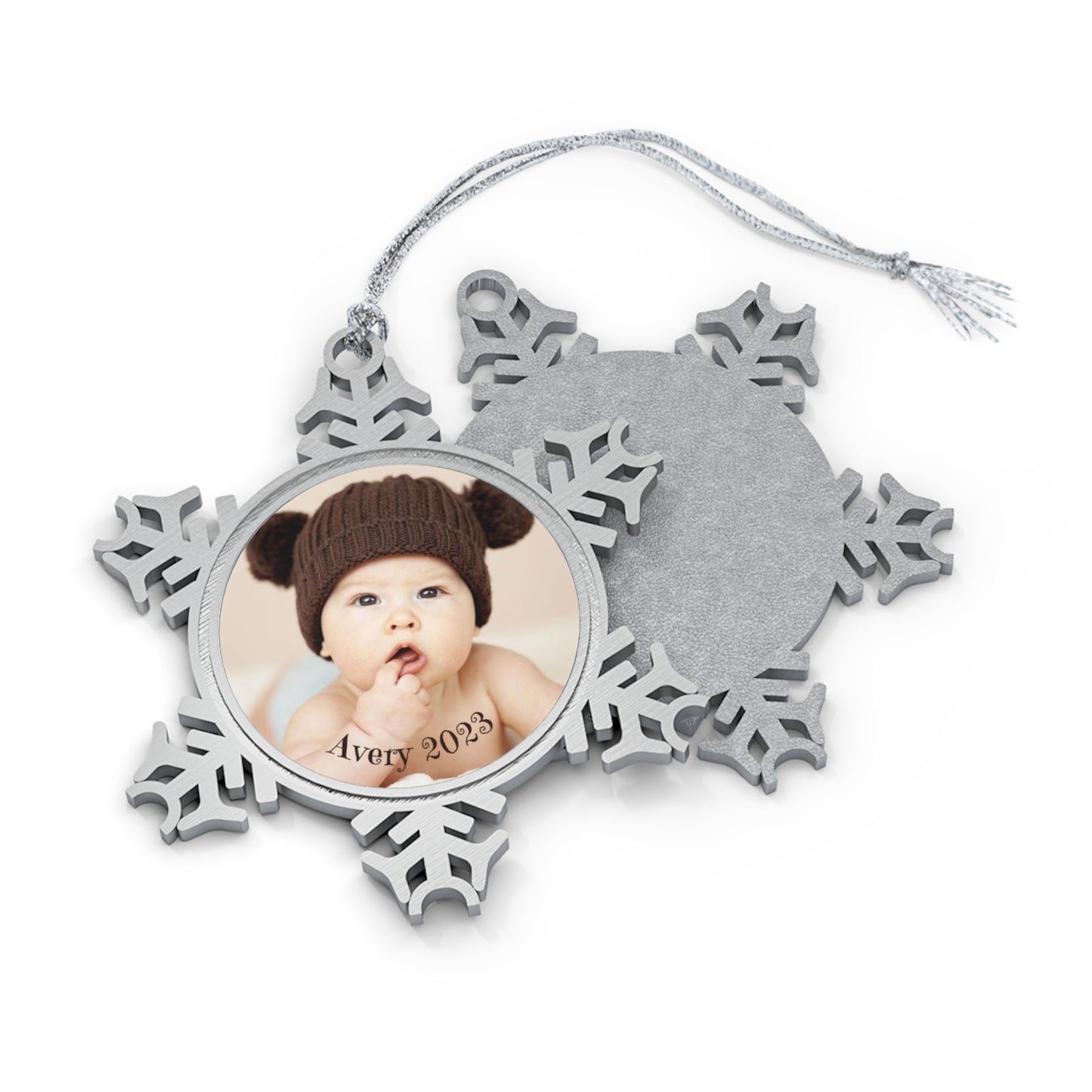 Personalised Photo Pewter Snowflake Ornament