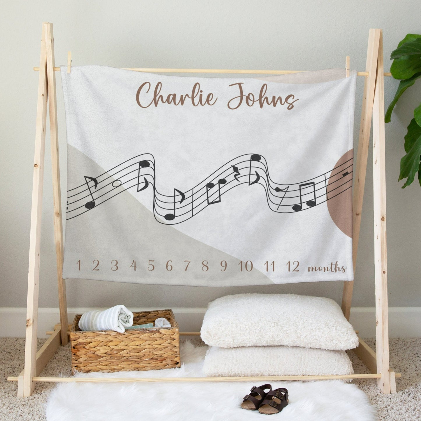 Personalised Music Baby Milestone Blanket
