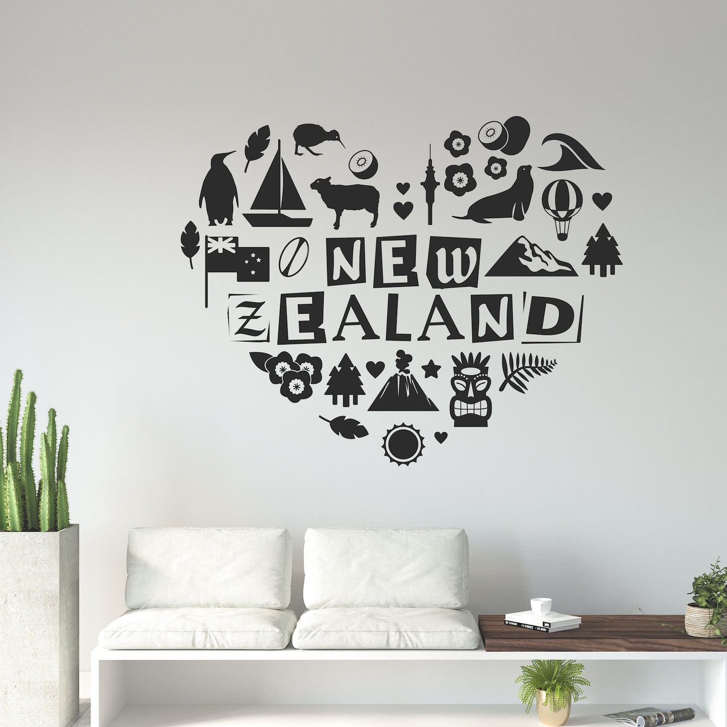love NZ New Zealand heart kiwiana wall decal