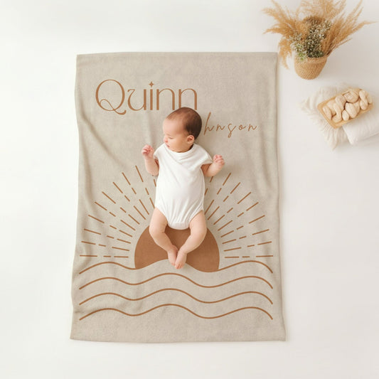 Personalised Ocean Sunrise Baby Blanket