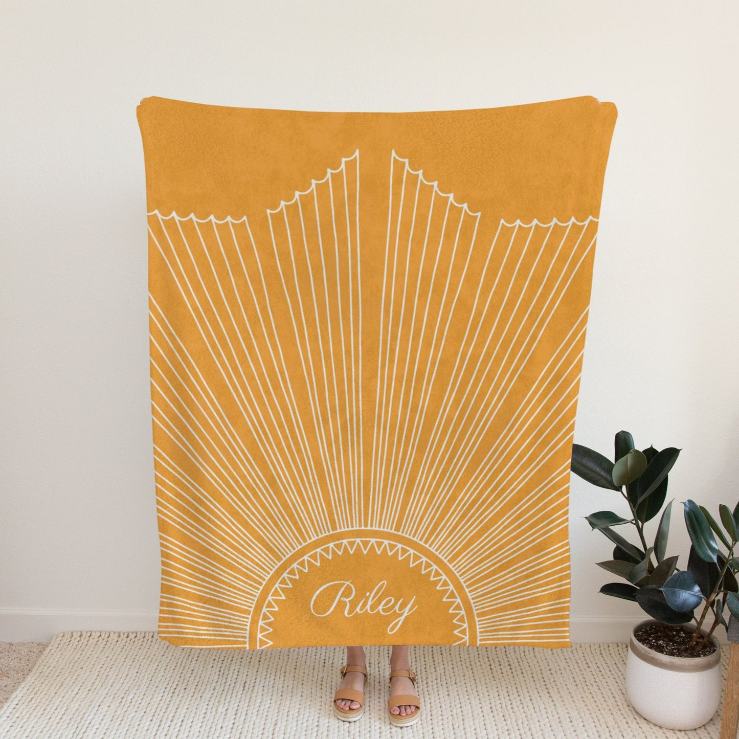 Personalised Orange Boho Sun Blanket
