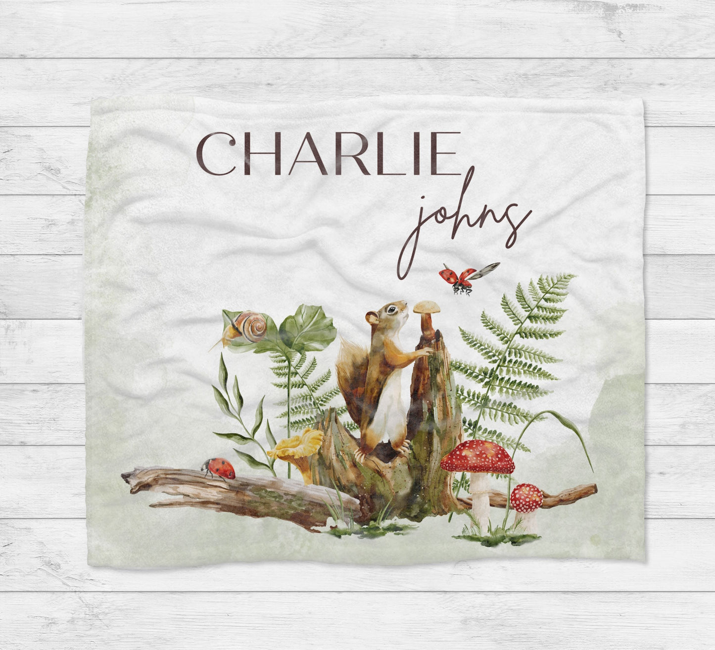 Personalised Woodland Animals Baby Blanket