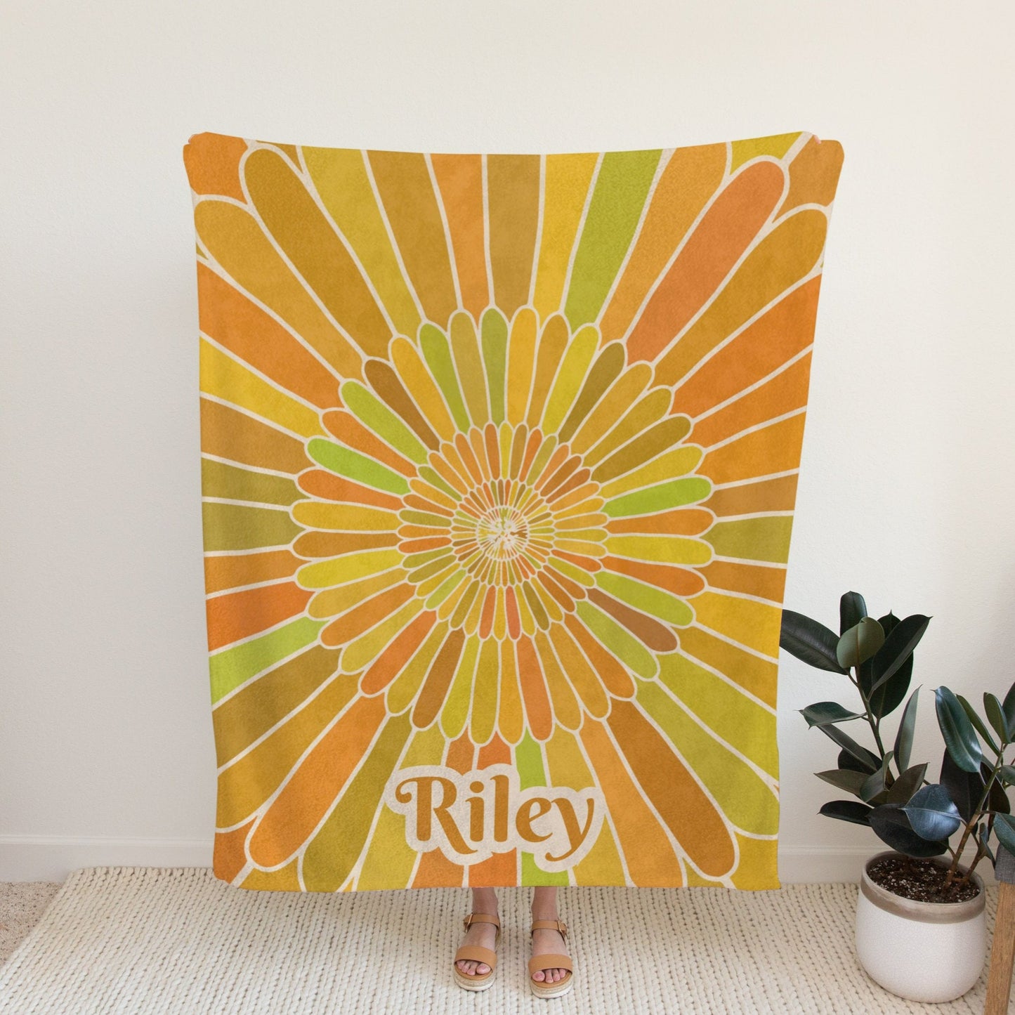 Personalised Retro Daisy Blanket