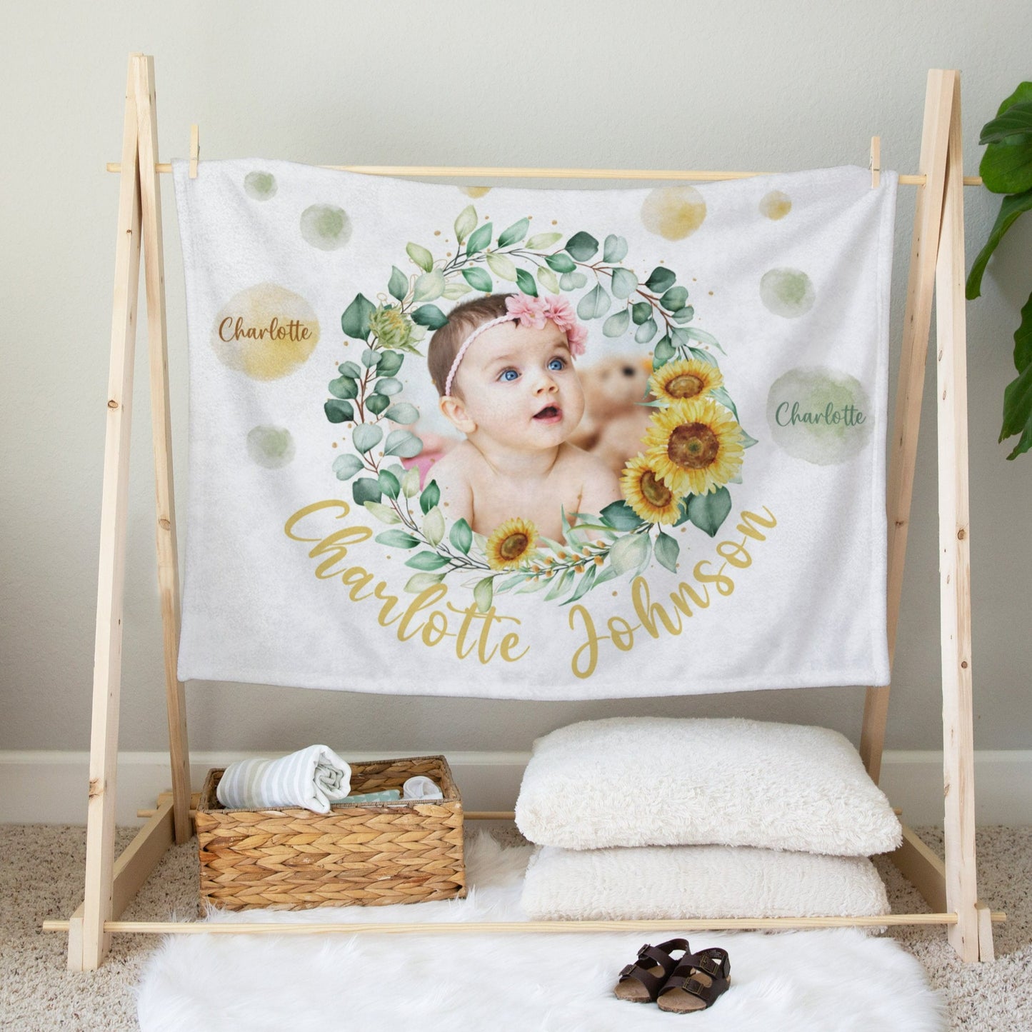 Custom Photo Blanket with Sunflower