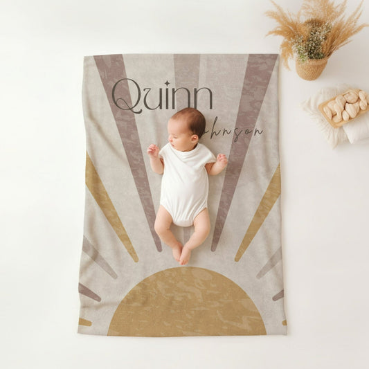 Personalised Boho Sun Baby Blanket