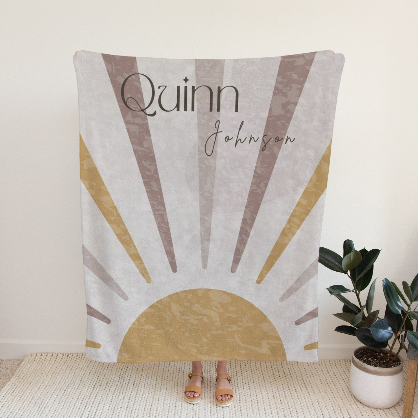Personalised Boho Sun Baby Blanket