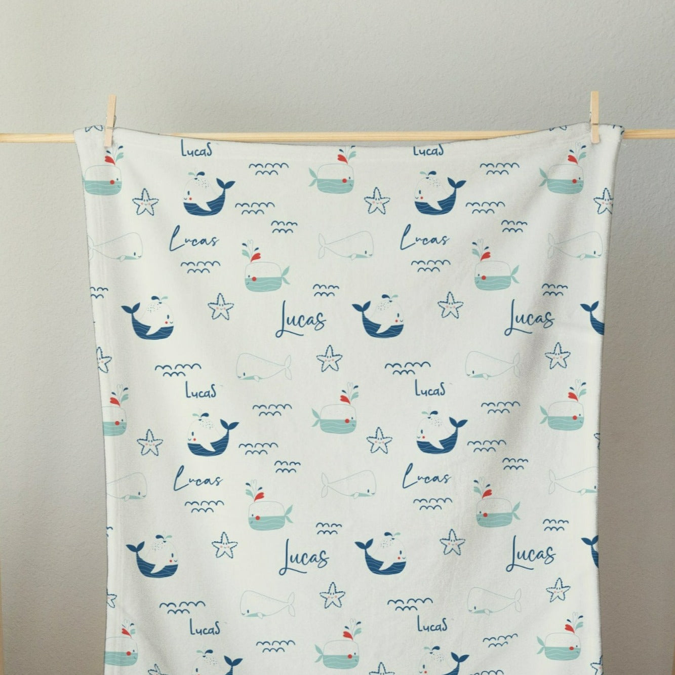 Personalised Ocean Whales Baby Blanket