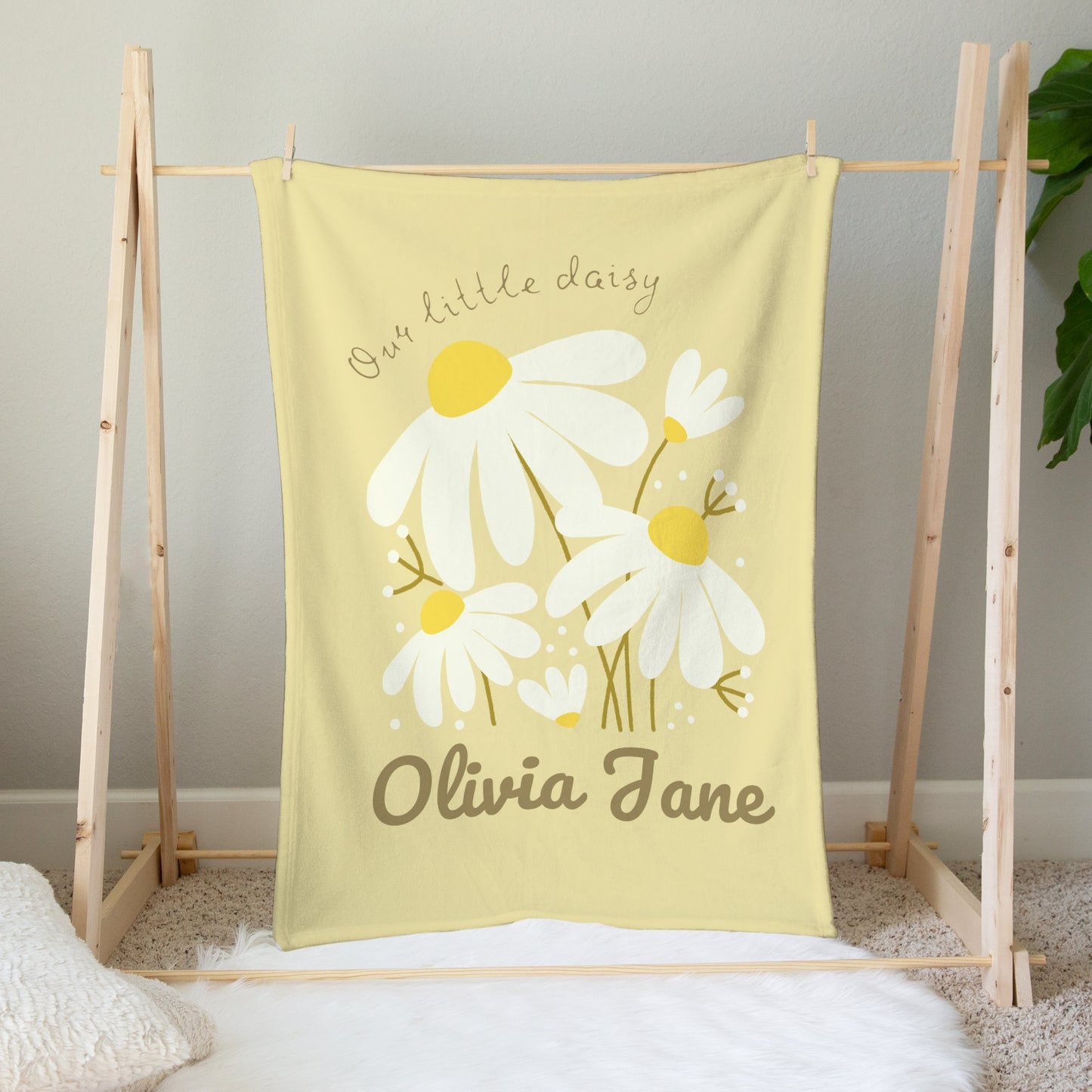 Personalised Butter Yellow Daisy Name Blanket