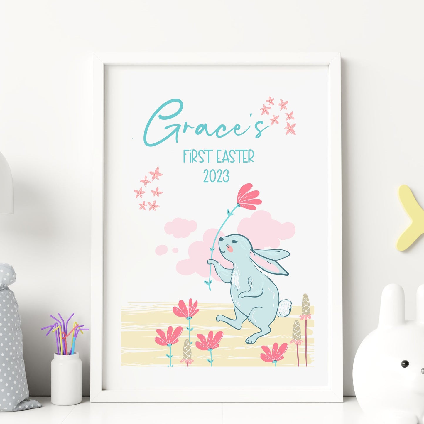 personalised baby's first Easter wall art print