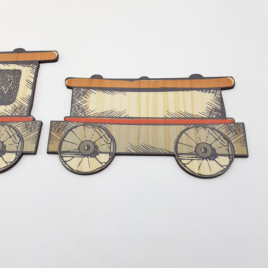 kids wooden wall art - train set