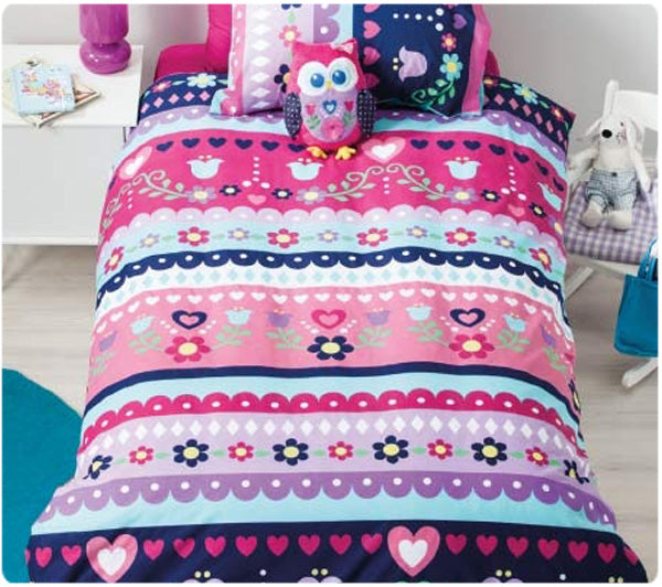 cubby house kids pretty owl duvet cover single
