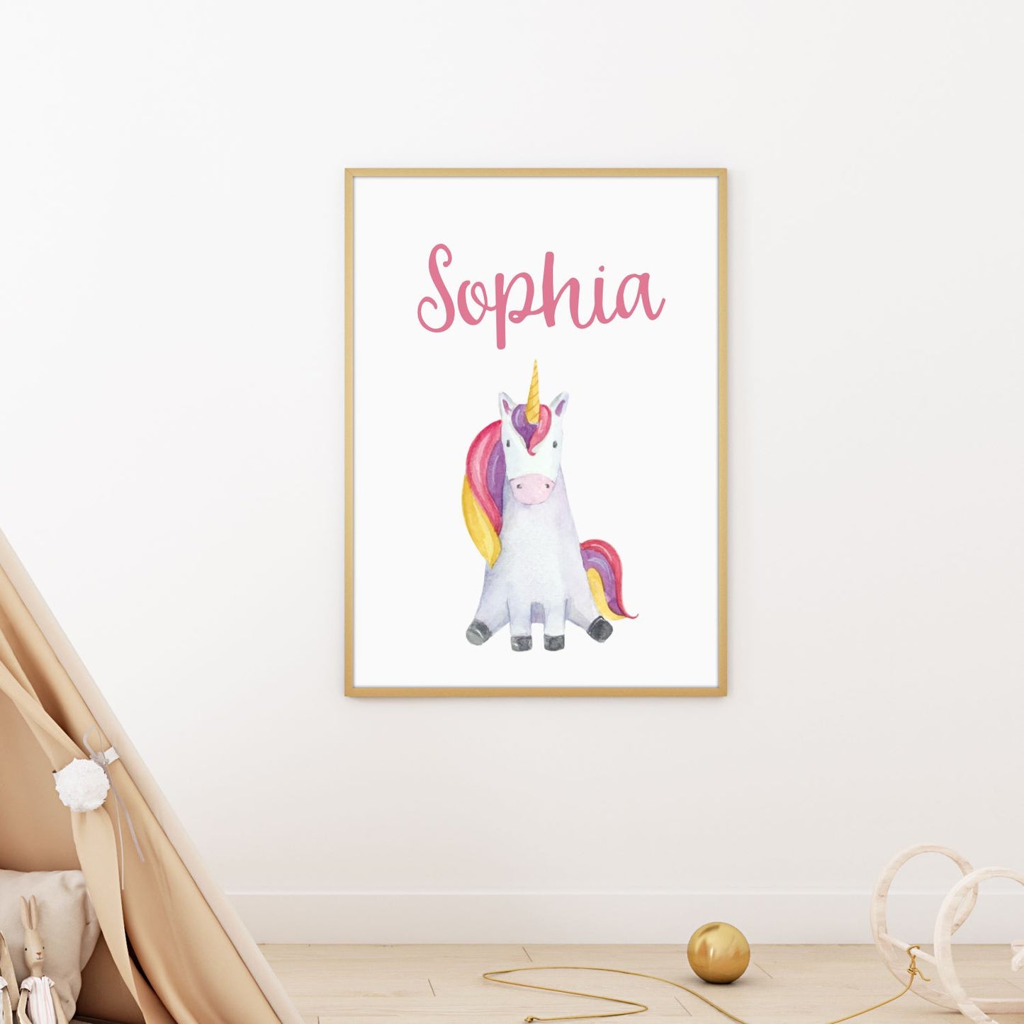 custom name baby unicorn nursery print