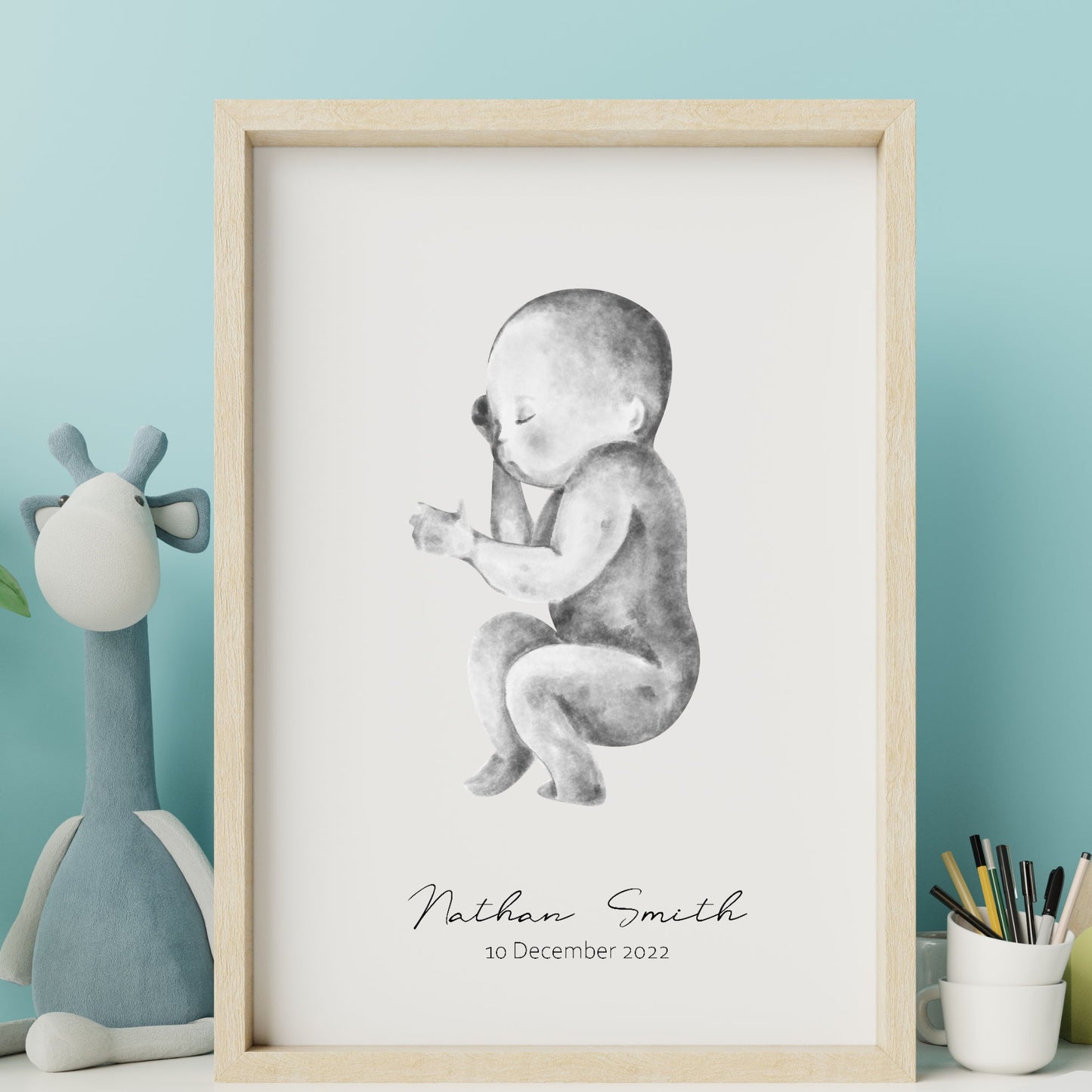 Personalised watercolour baby art print