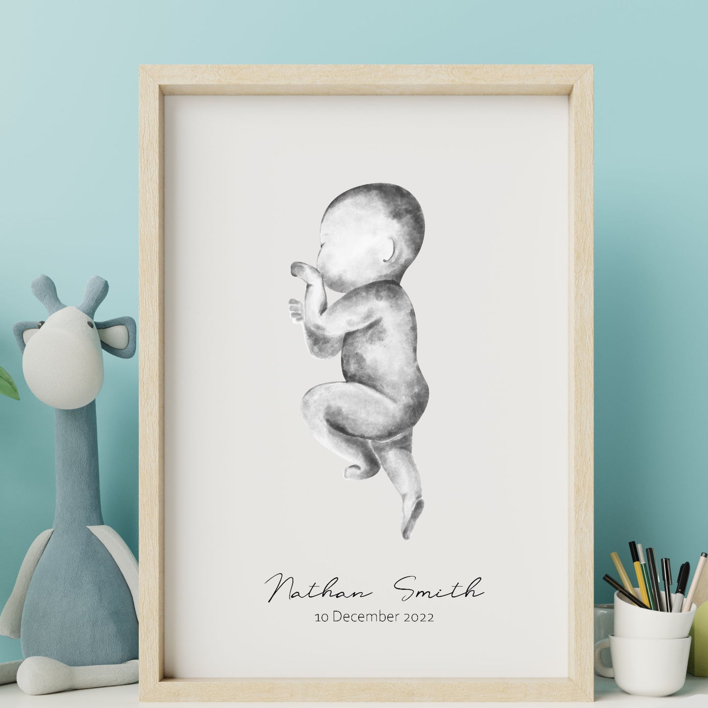 Personalised watercolour baby art print
