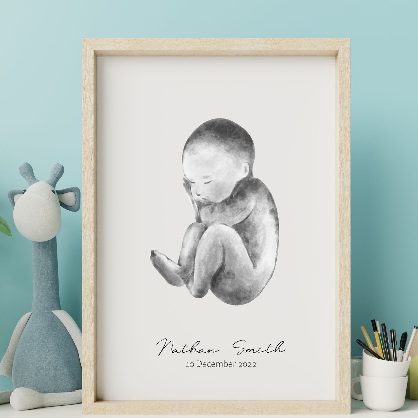 Personalised watercolour baby art print