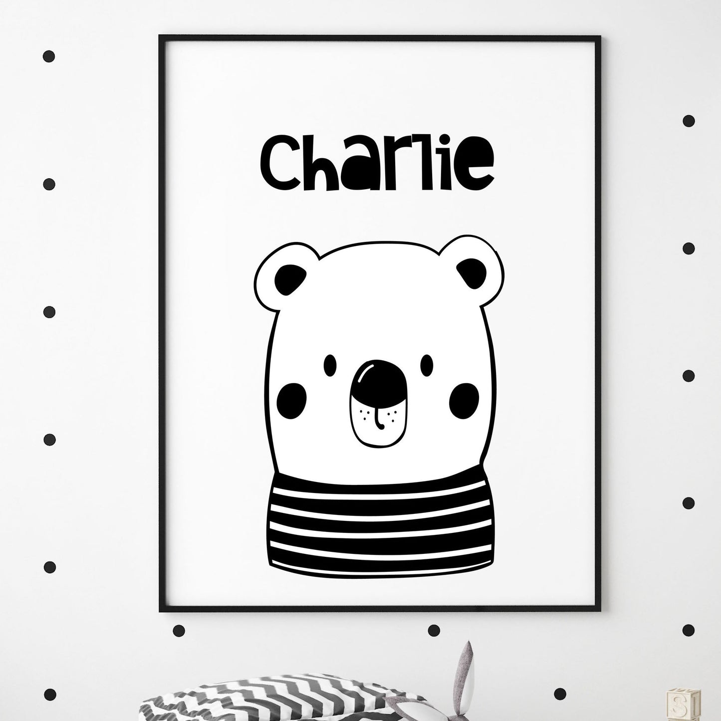 baby animal personalised name nursery print