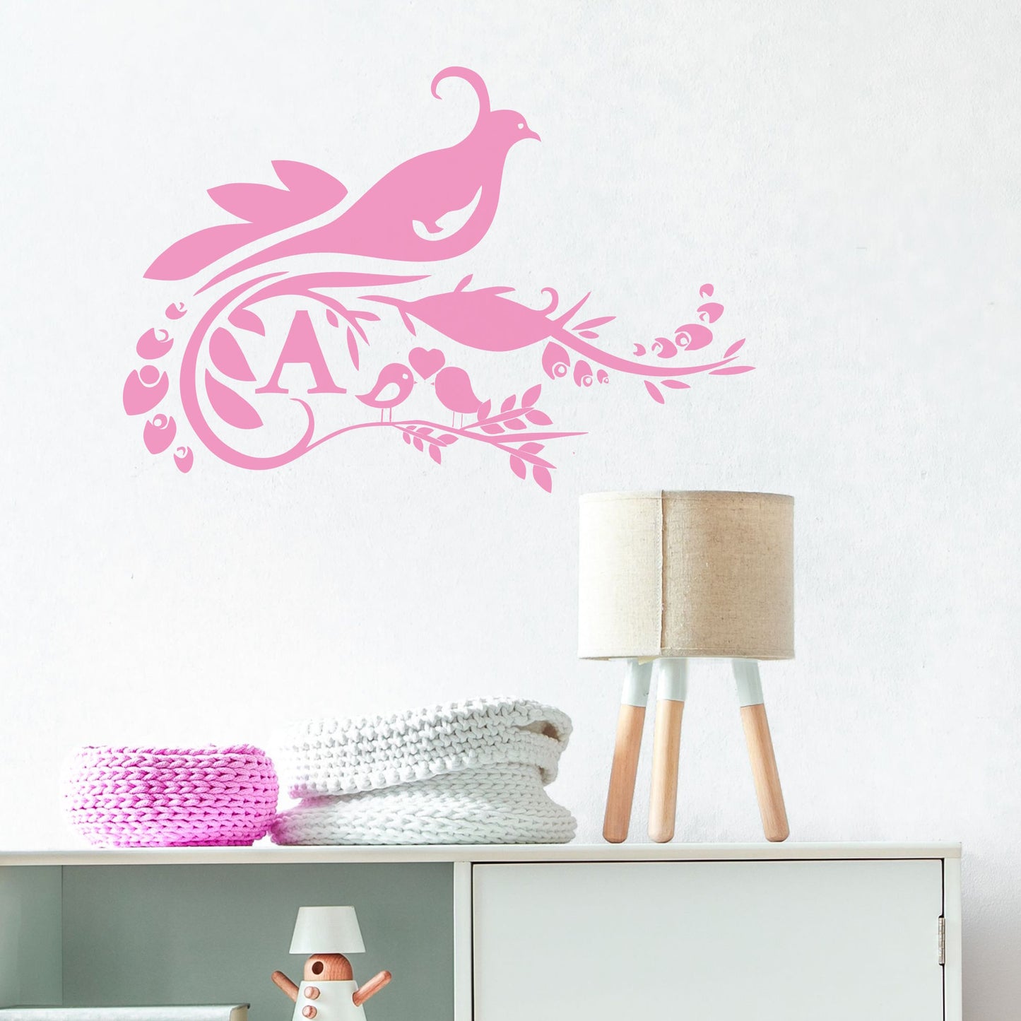 custom monogram beautiful bird wall decal