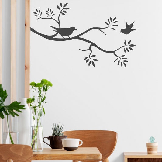 birds on branch wall decal