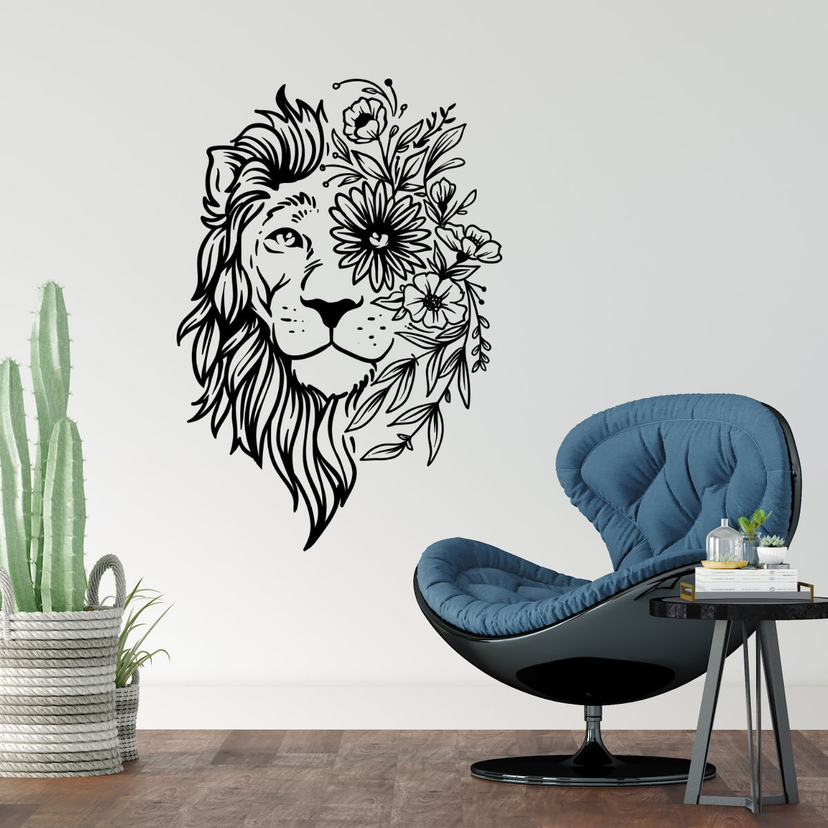 boho flower lion wall decal