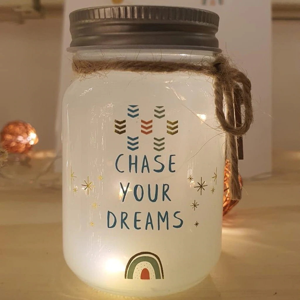 mini message sparkle jar - chase your dreams 