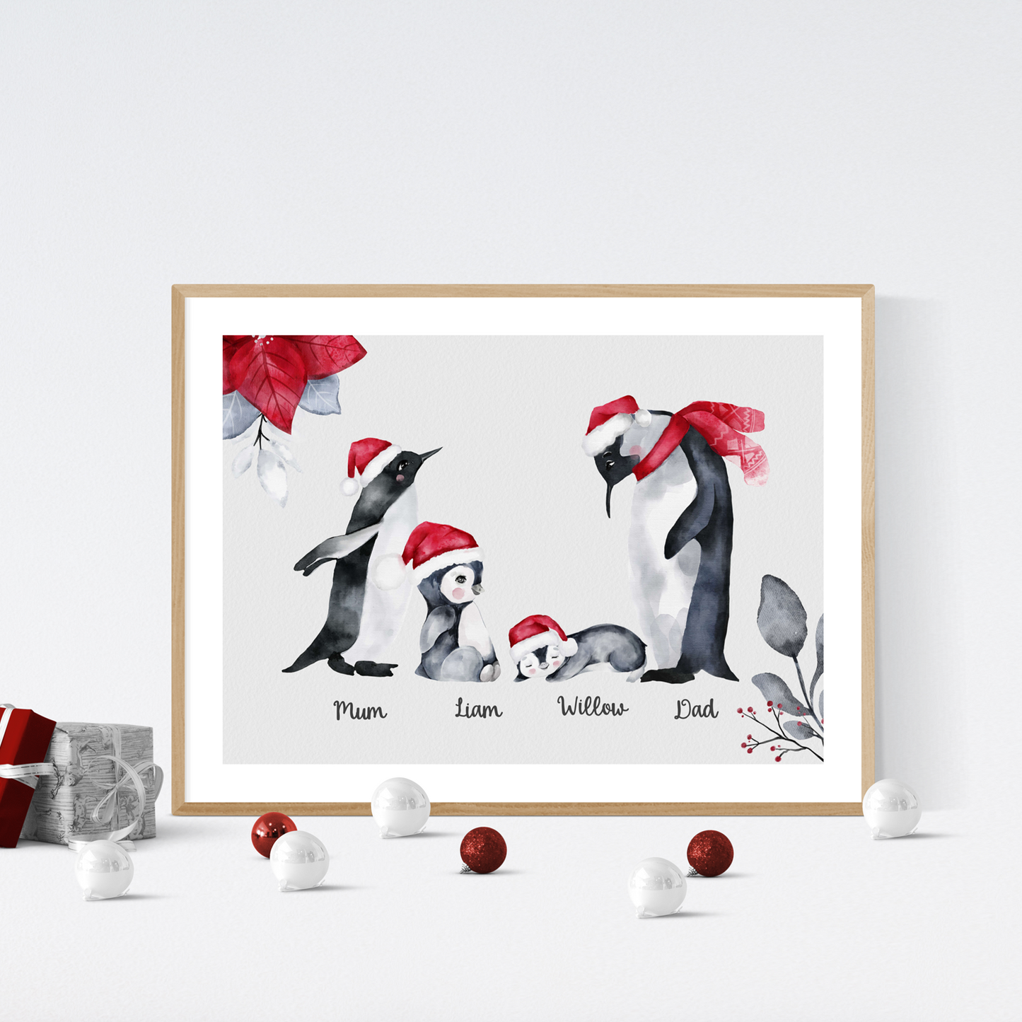 penguin christmas  wall art